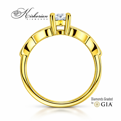 профил на годежен пръстен жълто злато 14K диамант 0.30 ct GIA K575B