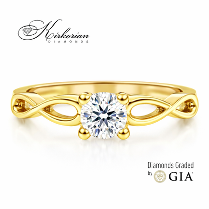 годежен пръстен с диамант 0.30 ct GIA жълто злато 14K модел K575B