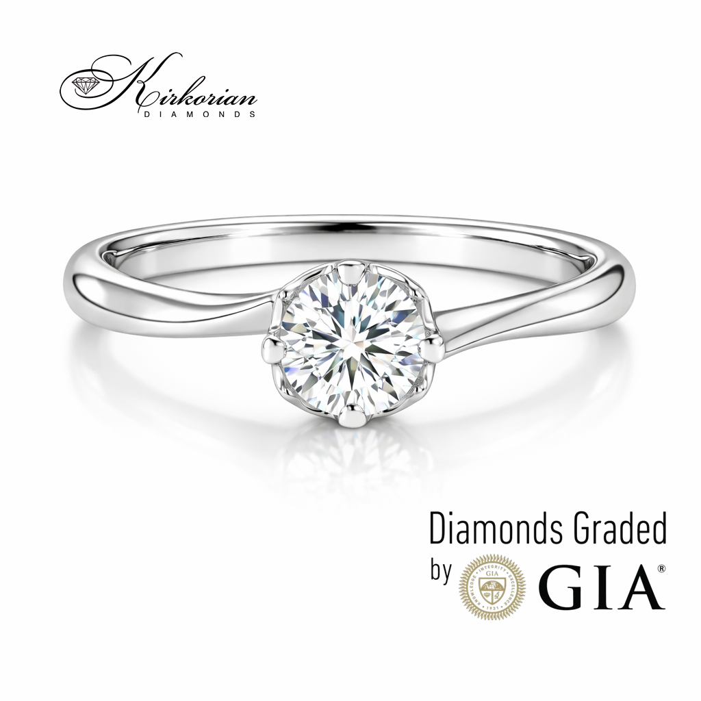 годежен пръстен солитер бяло злато 14k с диамант 0.30 ct GIA сертификат K580