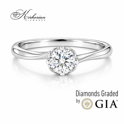 годежен пръстен солитер бяло злато 14k с диамант 0.30 ct GIA сертификат K580
