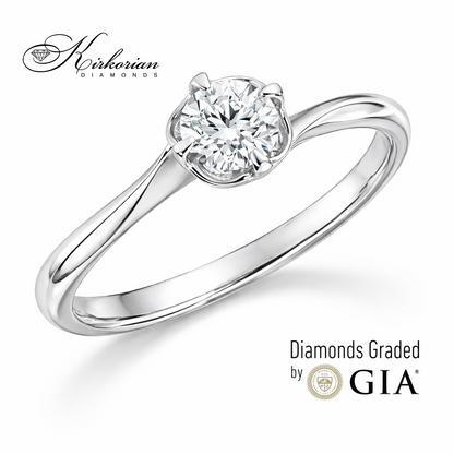 луксозен годежен пръстен бяло злато 14k с диамант 0.30 ct GIA сертификат модел K580