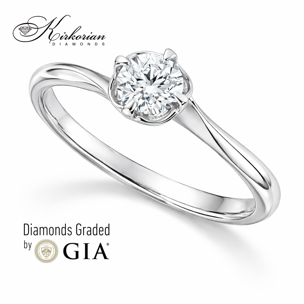 годежен пръстен с естествен диамант 0.30 ct GIA бяло злато 14k страничен изглед K580