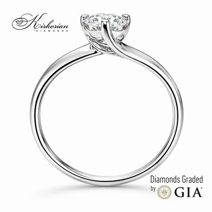 класически годежен пръстен бяло злато 14k с диамант 0.30 ct GIA сертификат