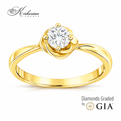 Годежен пръстен с диамант GIA 0.25 ct – жълто злато 14К | Цени от производител