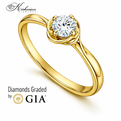 Годежен пръстен с диамант GIA 0.25 ct – жълто злато 14К | Цени от производител