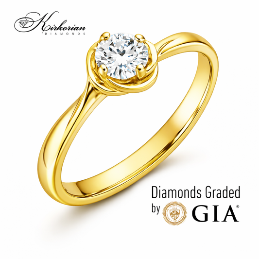 Годежен пръстен с диамант GIA 0.25 ct – жълто злато 14К | Цени от производител