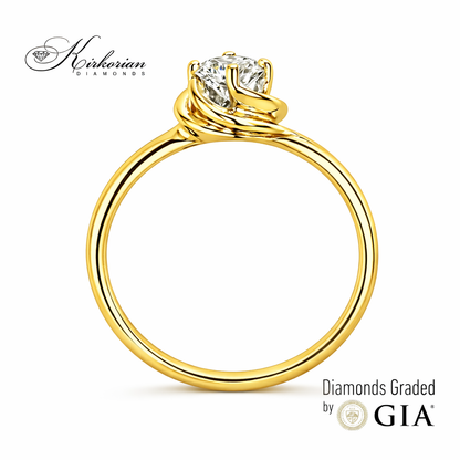 Годежен пръстен с диамант GIA 0.25 ct – жълто злато 14К | Цени от производител