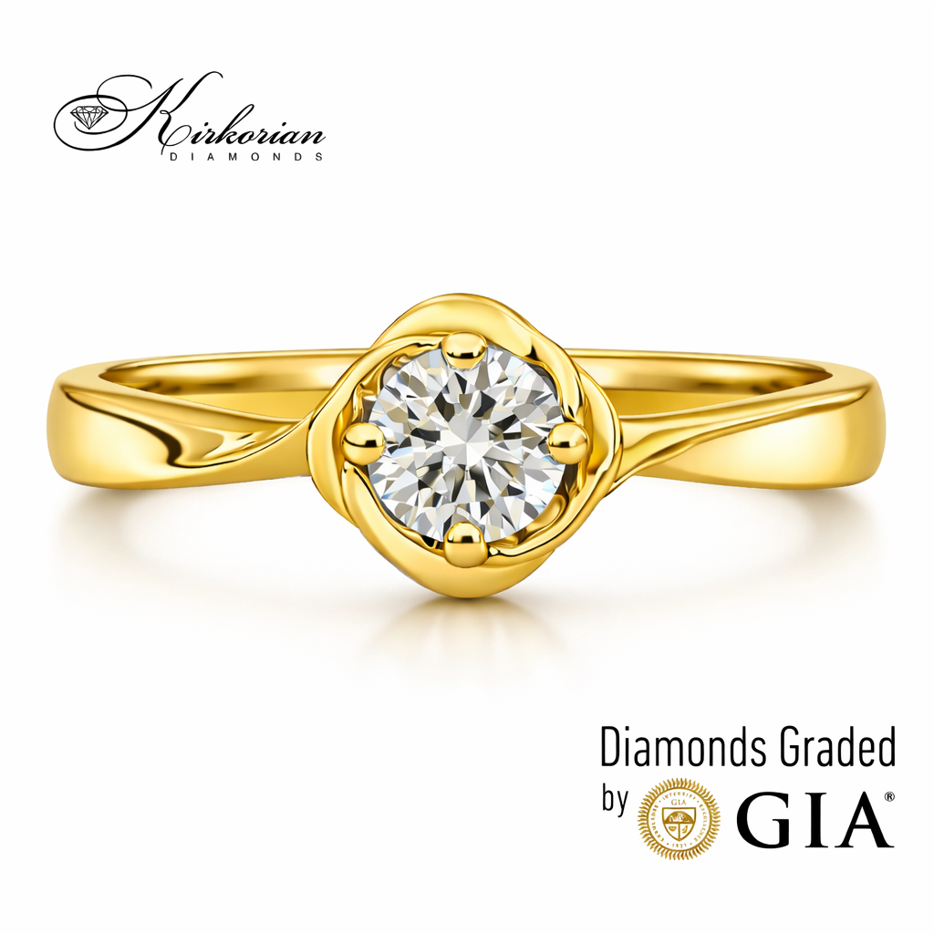 Годежен пръстен с диамант GIA 0.25 ct – жълто злато 14К | Цени от производител