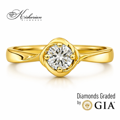 Годежен пръстен с диамант GIA 0.25 ct – жълто злато 14К | Цени от производител