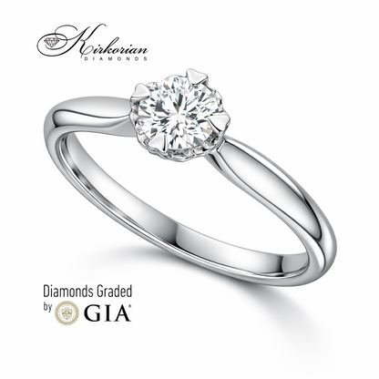 годежен пръстен от бяло злато 14K с диамант 0.30 ct GIA сертификат класически диамантен пръстен