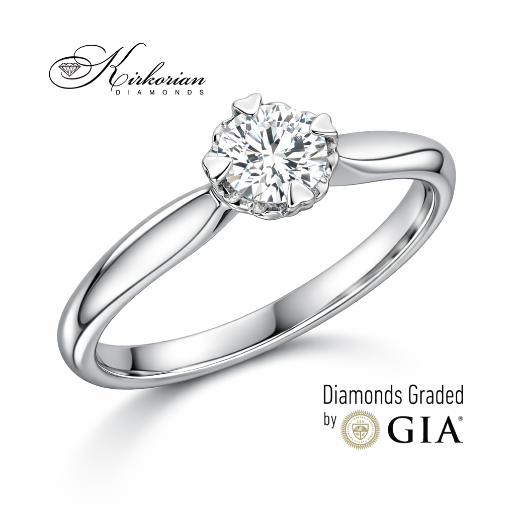 диамантен годежен пръстен 0.30 ct GIA от бяло злато 14 карата солитер пръстен
