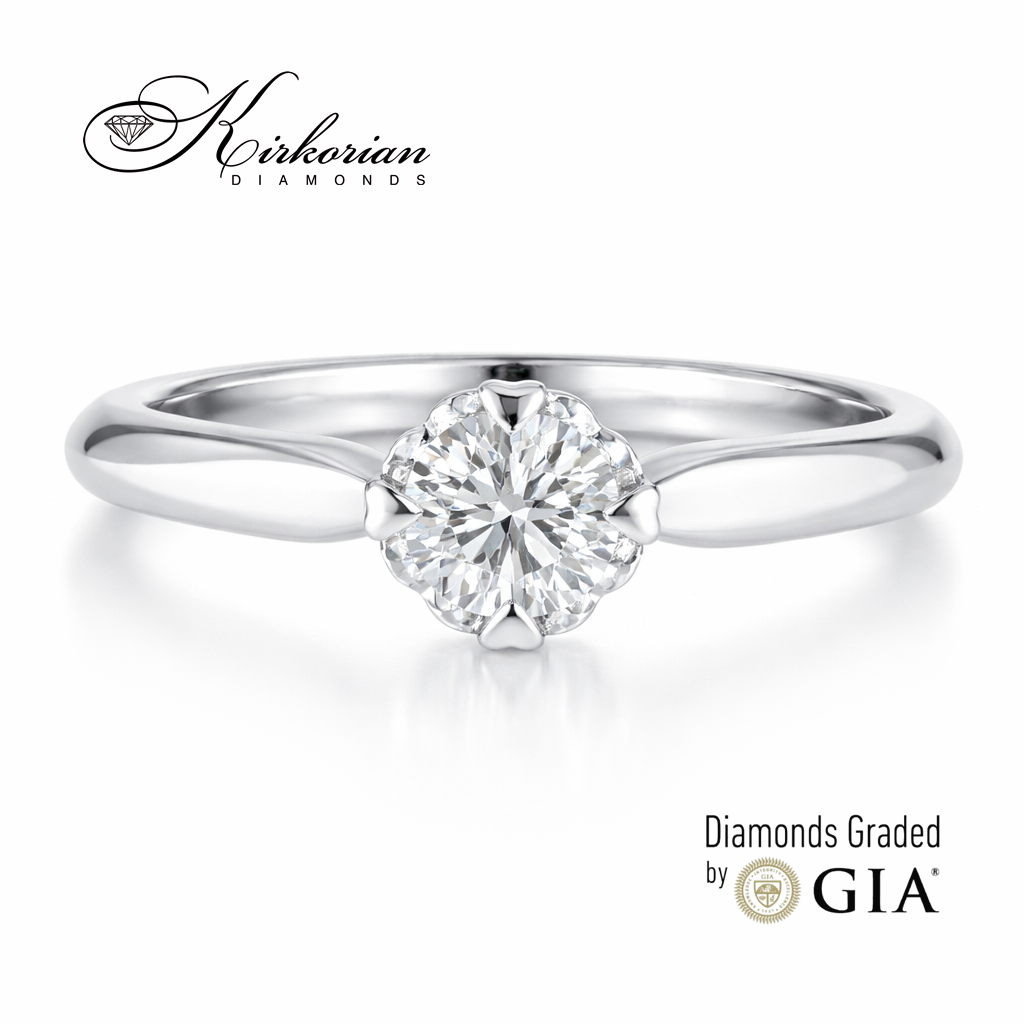 класически годежен пръстен солитер с диамант 0.30 ct GIA бяло злато 14K