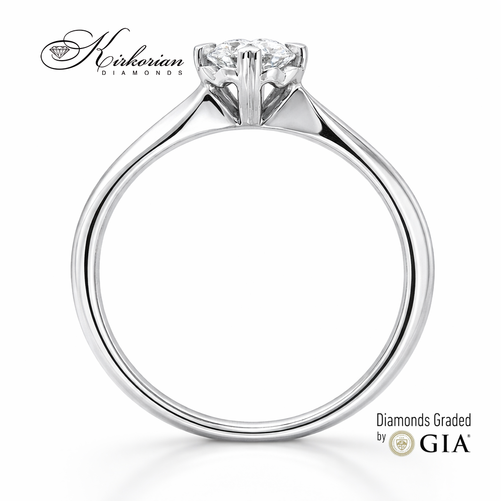 профил на годежен пръстен от бяло злато 14K с диамант 0.30 ct GIA сертификат