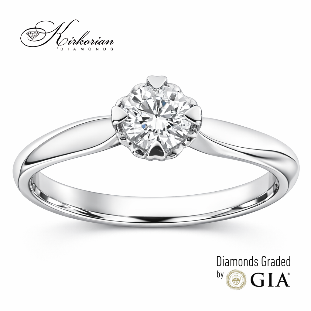 луксозен годежен пръстен от бяло злато 14K с диамант 0.30 ct GIA сертифициран диамант