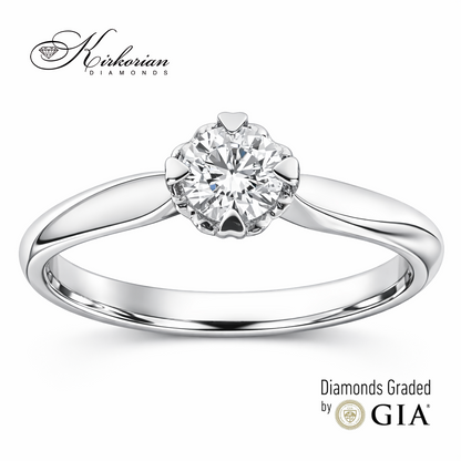 луксозен годежен пръстен от бяло злато 14K с диамант 0.30 ct GIA сертифициран диамант