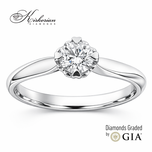 луксозен годежен пръстен от бяло злато 14K с диамант 0.30 ct GIA сертифициран диамант
