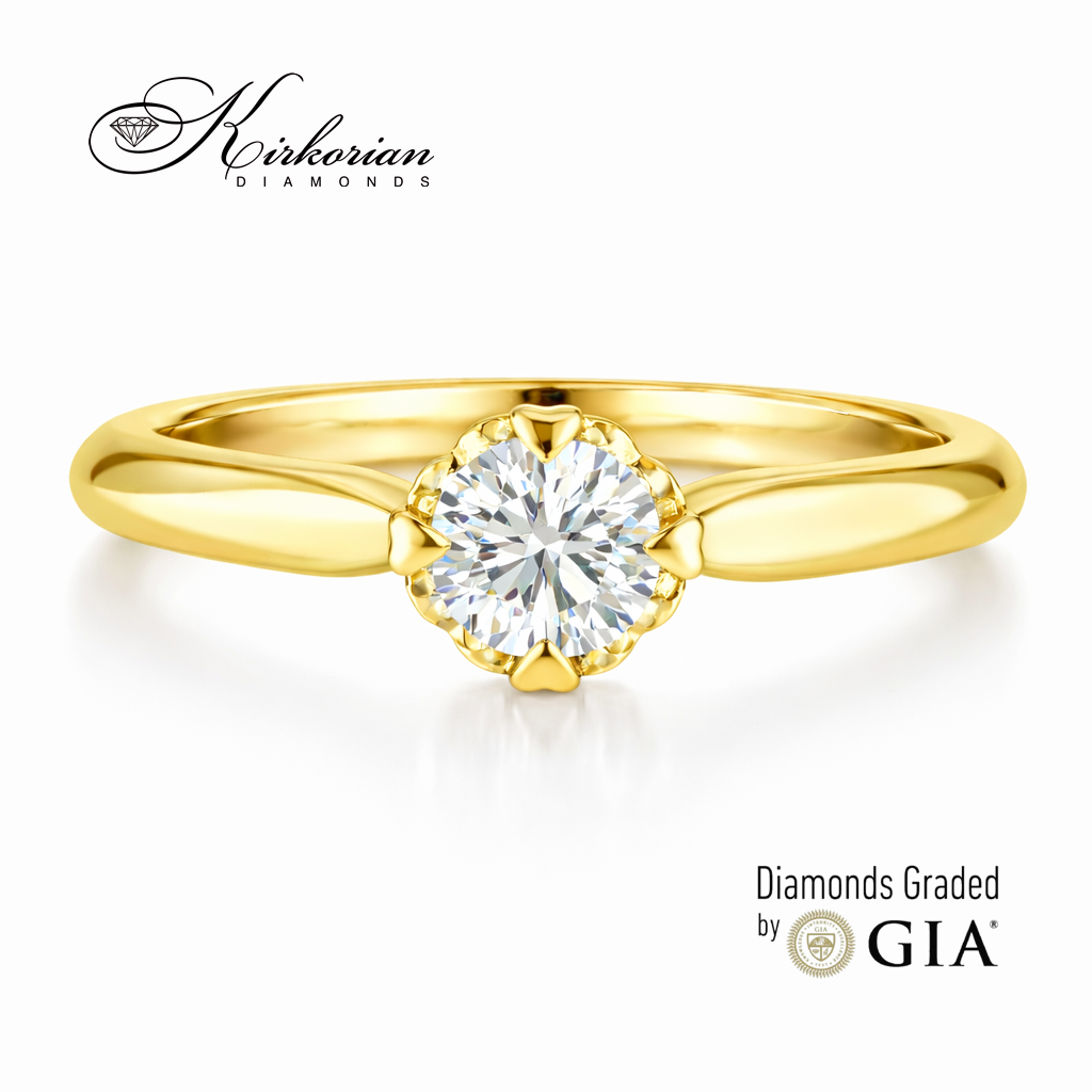 диамантен годежен пръстен 0.30 ct GIA от жълто злато 14 карата солитер