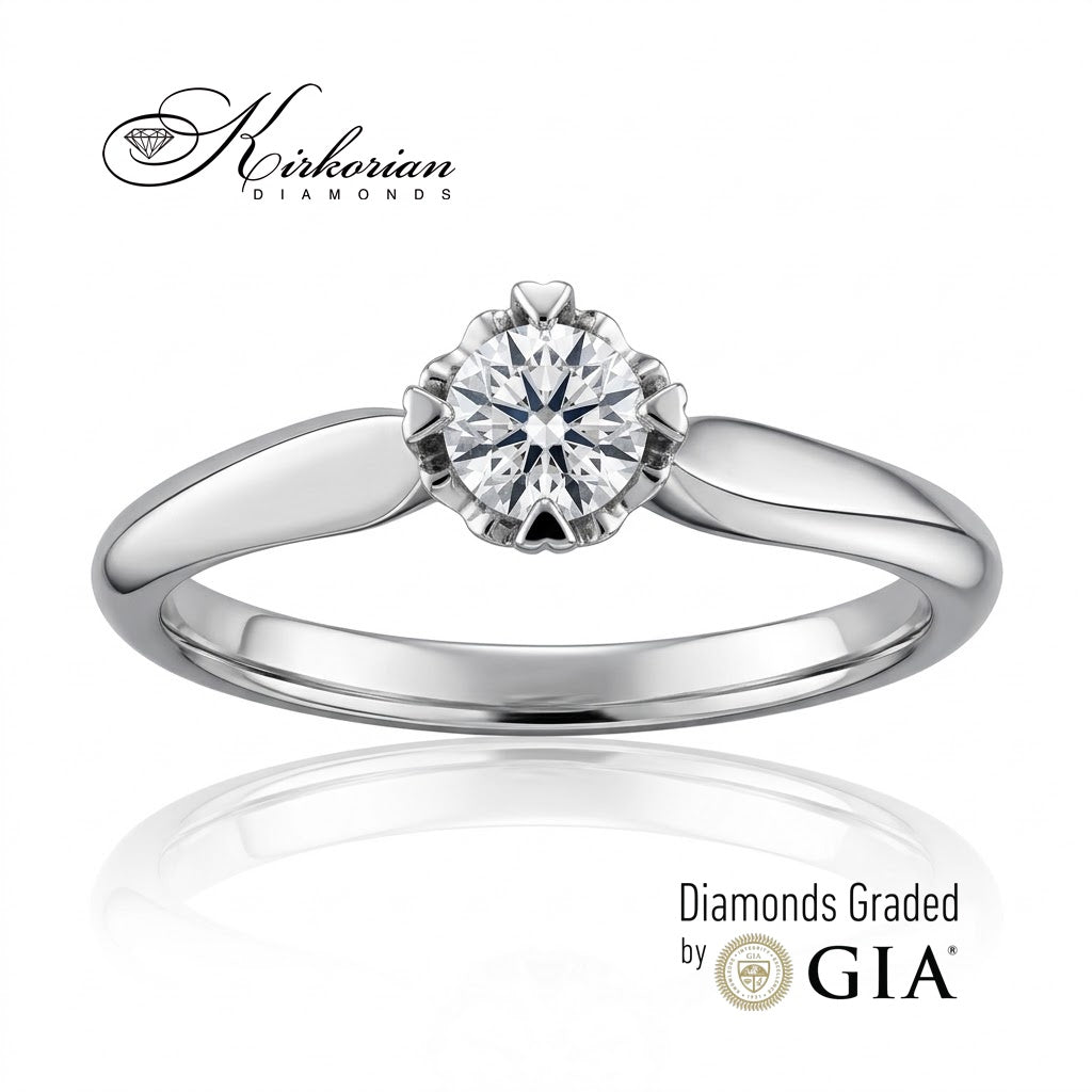 Годежен пръстен K582 от бяло злато 14К с естествен диамант 0.30 ct E VS2 GIA