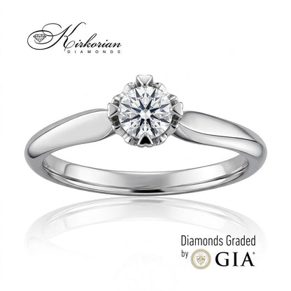 Годежен пръстен K582 от бяло злато 14К с естествен диамант 0.30 ct E VS2 GIA