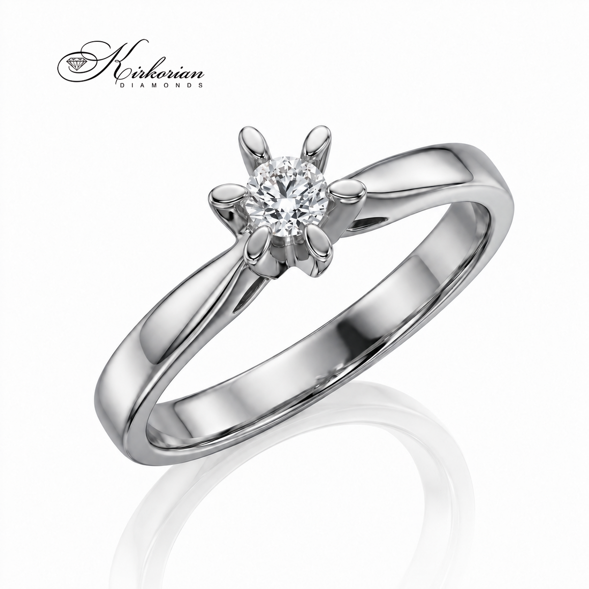 Годежен пръстен K583 с естествен диамант 0.10 ct E–F/VS1 – десен изглед