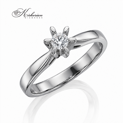 Годежен пръстен K583 с естествен диамант 0.10 ct E–F/VS1 – десен изглед