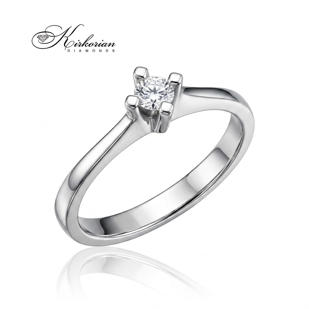 Солитер годежен пръстен K585 с кръгъл естествен диамант 0.11 ct