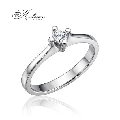 Солитер годежен пръстен K585 с кръгъл естествен диамант 0.11 ct