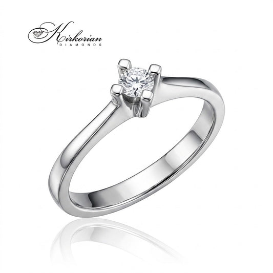 Солитер годежен пръстен K585 с кръгъл естествен диамант 0.11 ct