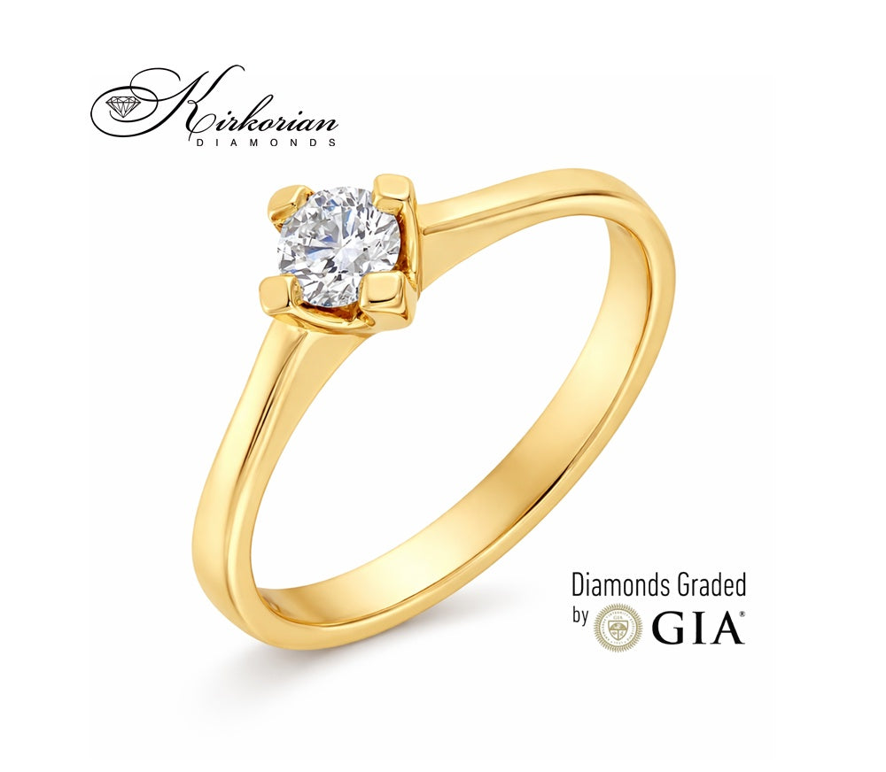 Годежен пръстен от жълто злато 14к с диамант 0.30ct – GIA сертификат – код K586G