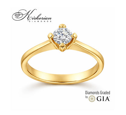 Годежен пръстен от жълто злато 14к с диамант 0.30ct – GIA сертификат – код K586G