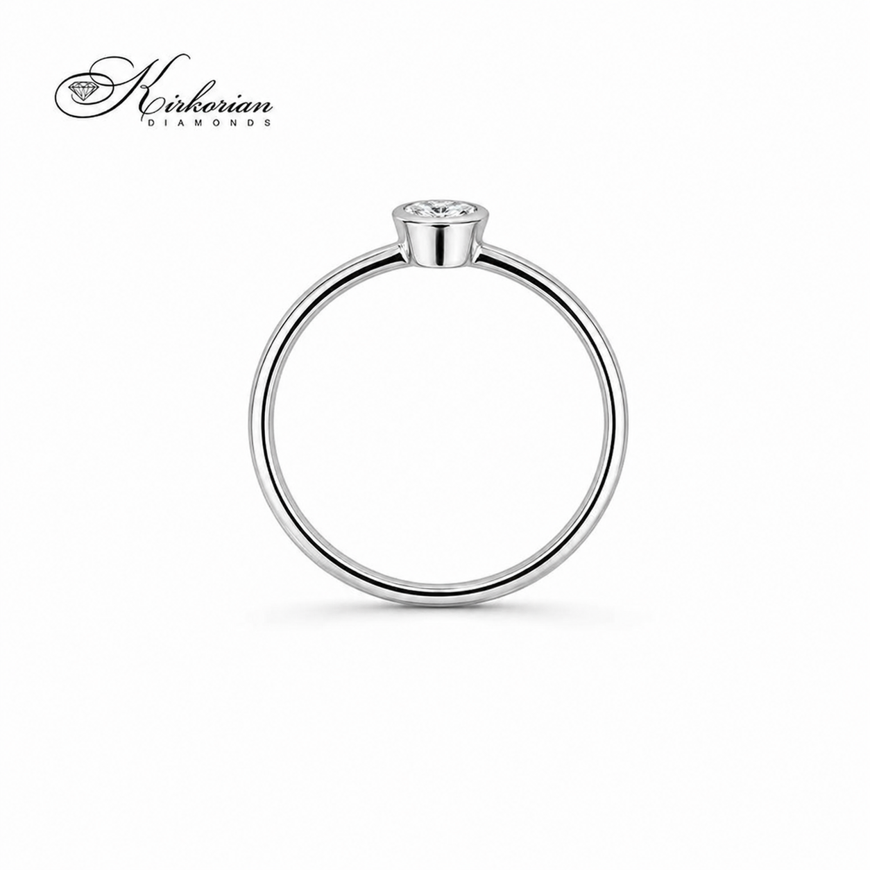 Страничен профил на годежен пръстен с естествен диамант 0.10 ct от бяло злато 14К модел K587