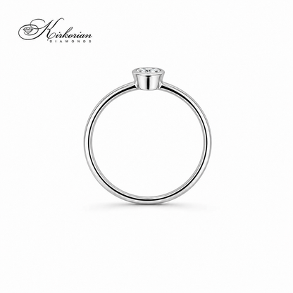Страничен профил на годежен пръстен с диамант 0.14 ct от бяло злато 14К модел K592
