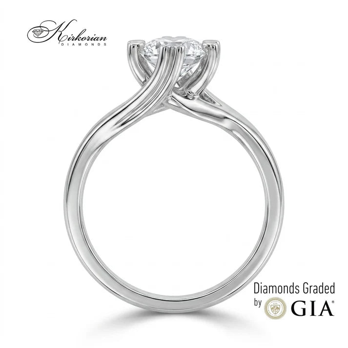 Профил на елегантен годежен пръстен с естествен диамант 0.40 ct и GIA сертификат – K593A