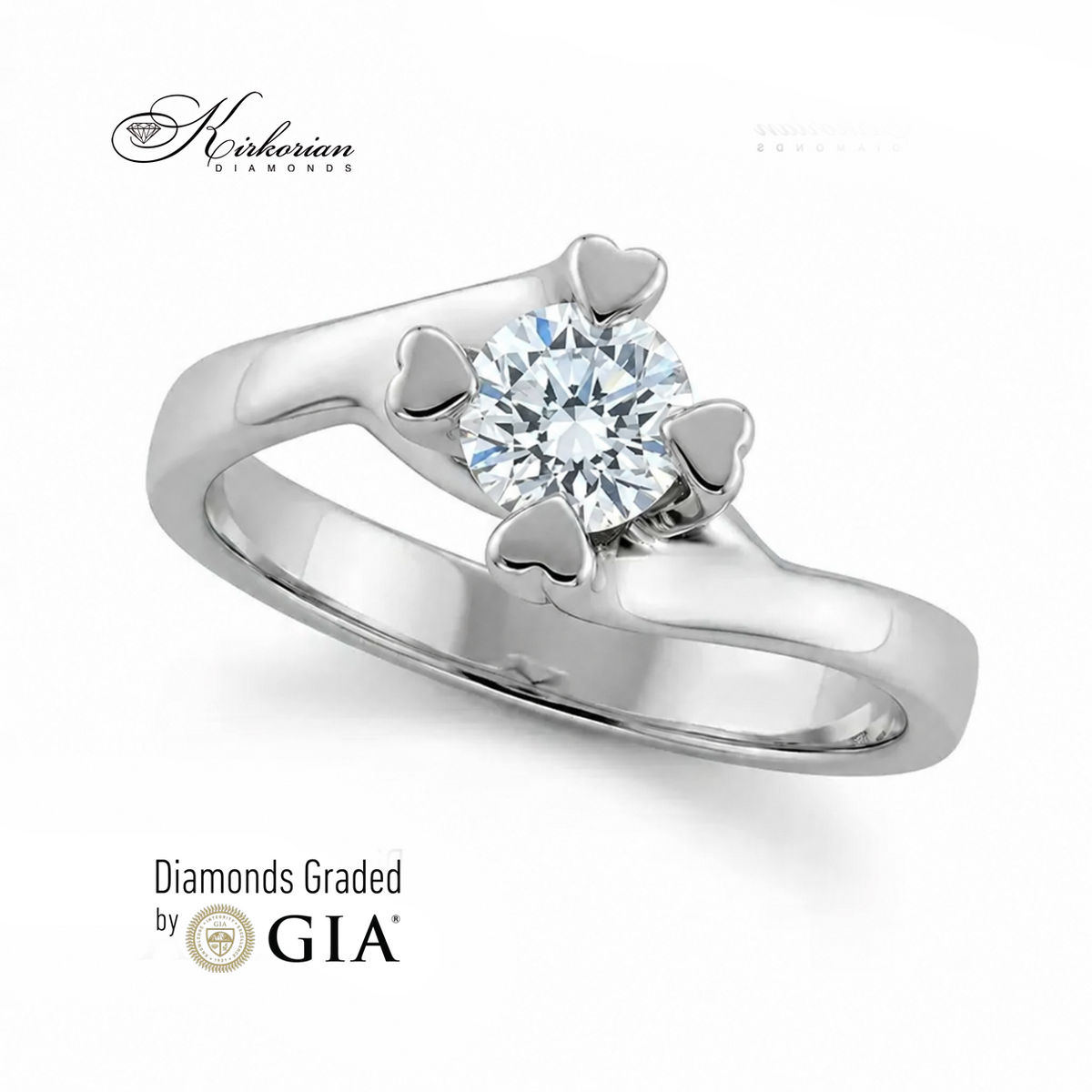 Годежен пръстен от бяло злато с GIA сертифициран диамант 0.40 ct – модел K593A