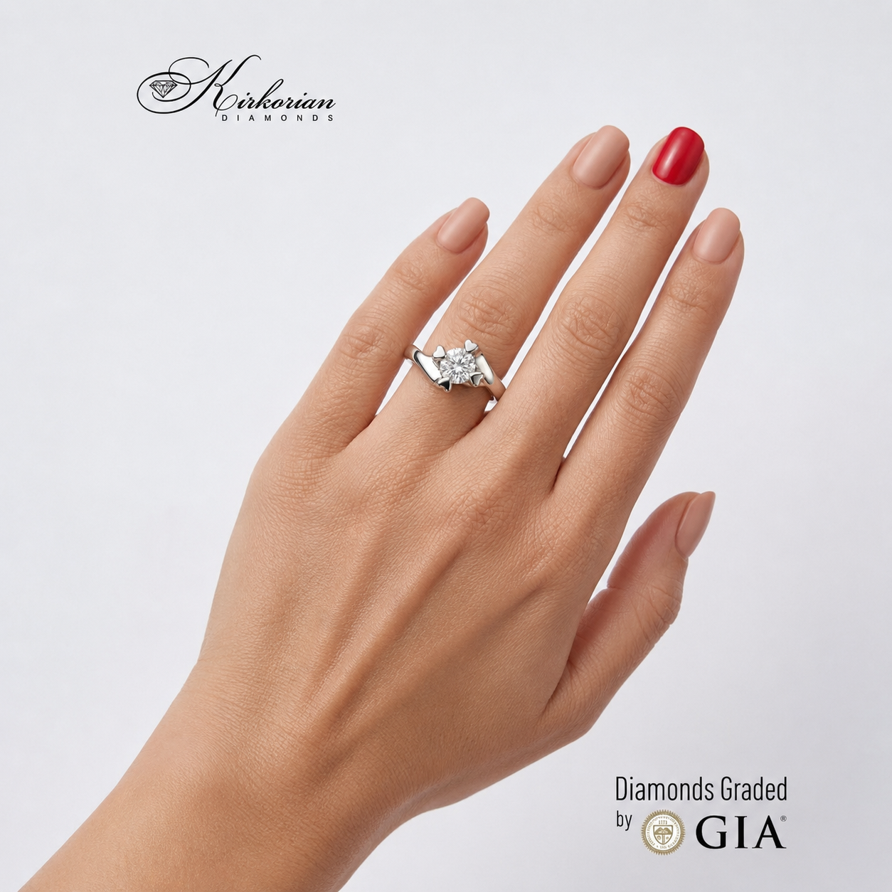Годежен пръстен от бяло злато 14k с диамант 0.50ct GIA – модел K593
