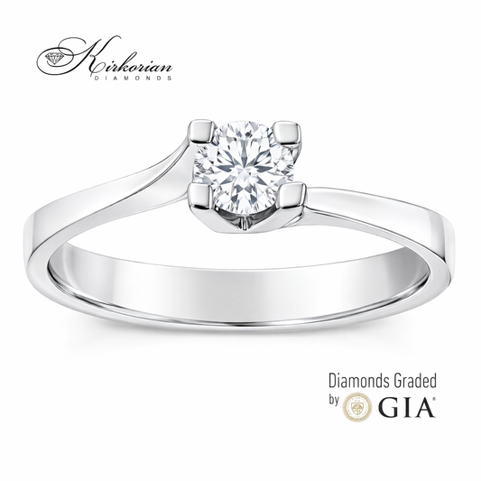 Годежен пръстен с диамант 0.30 ct GIA от бяло злато 14К – модел K594, фронтален детайл на диаманта
