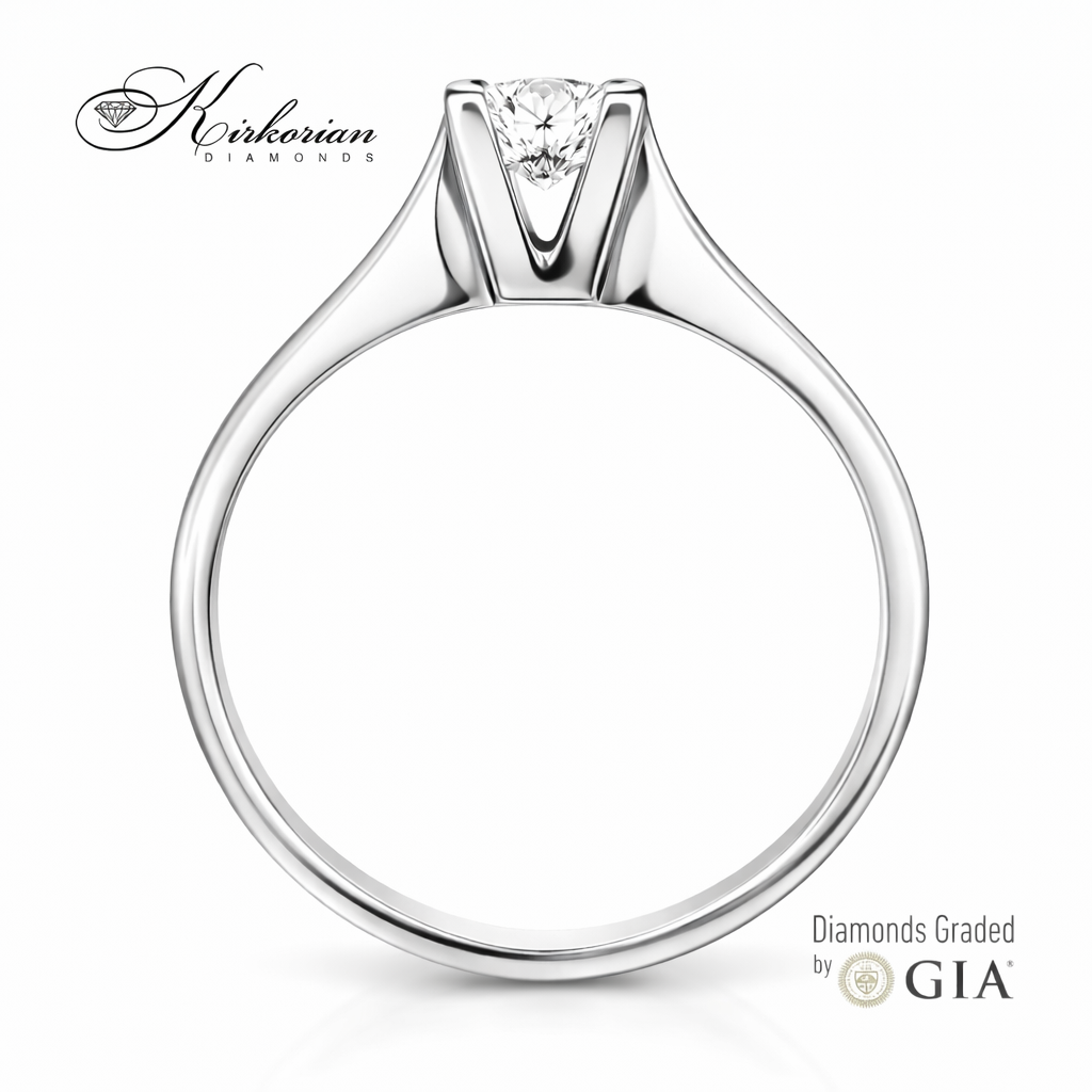 Годежен пръстен с диамант 0.30 ct GIA от бяло злато 14К – модел K594, страничен профил на халката