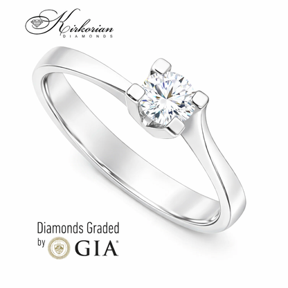 Годежен пръстен с диамант 0.30 ct GIA от бяло злато 14К – модел K594, перспектива под ъгъл
