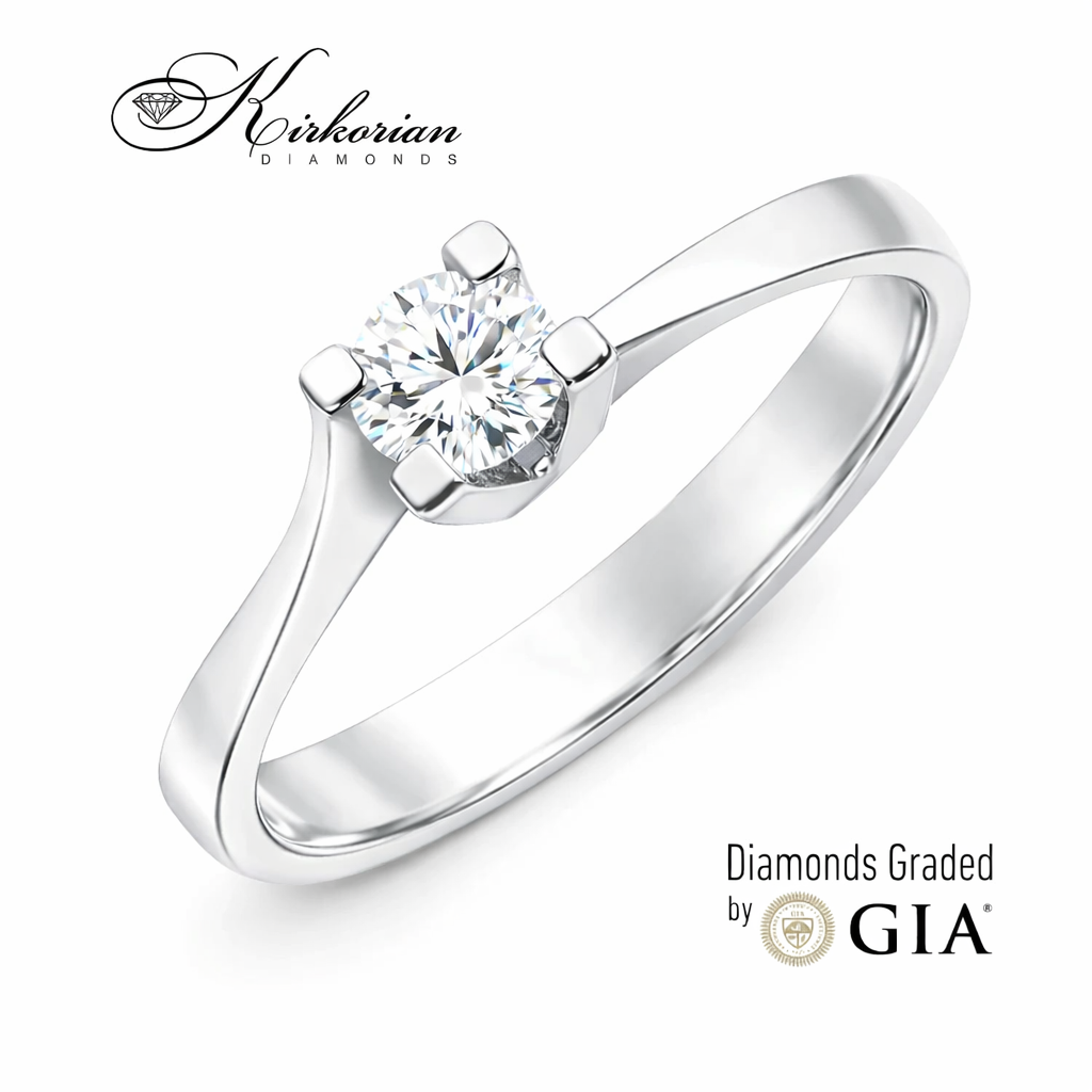 Годежен пръстен с диамант 0.30 ct GIA от бяло злато 14К – модел K594, студийна продуктова снимка