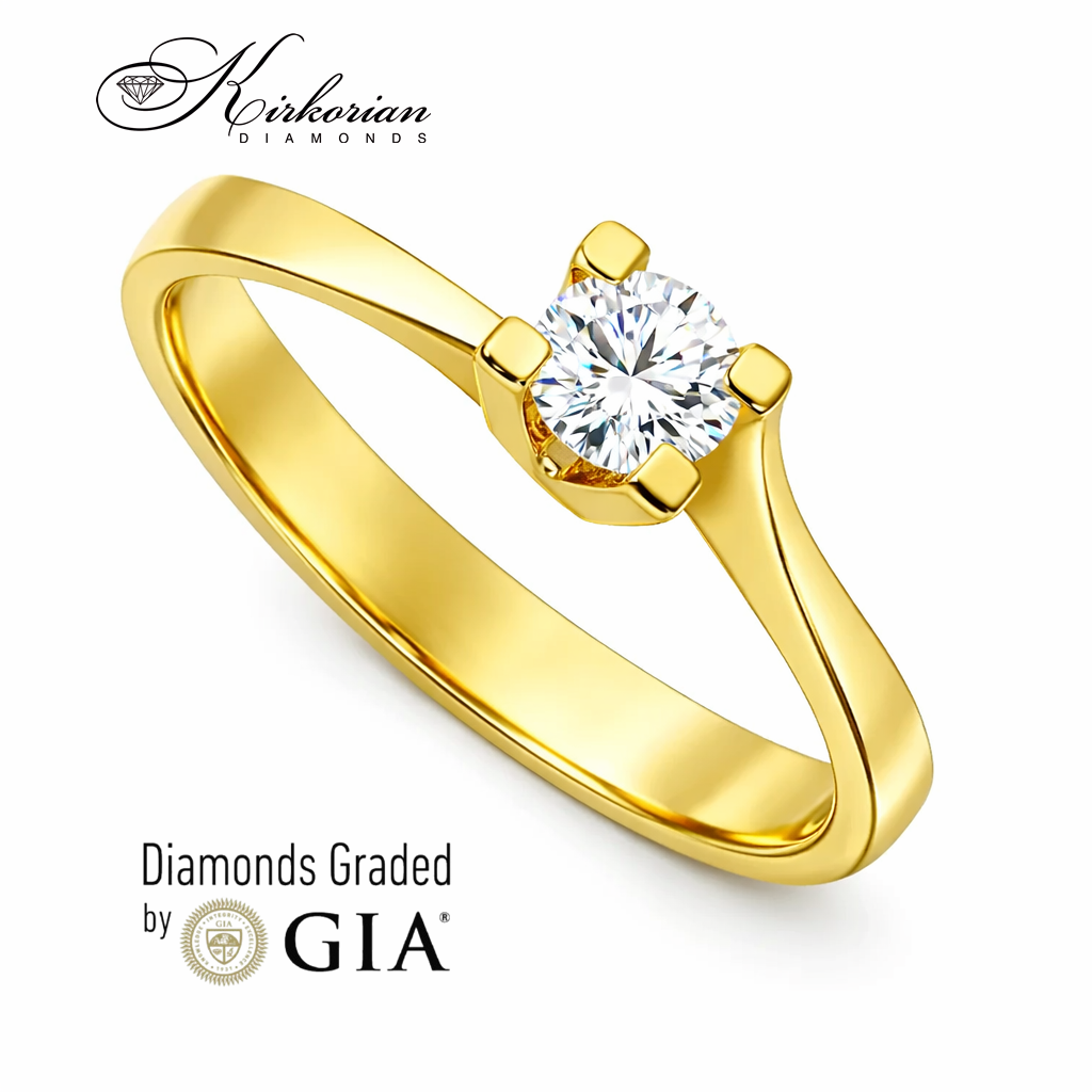 "Годежен пръстен с диамант 0.30 ct GIA от жълто злато 14K модел K594B Kirkorian Diamonds"
