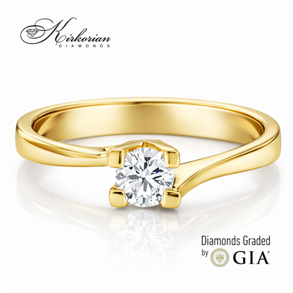 "Годежен пръстен с диамант 0.30 ct GIA от жълто злато 14K фронтален изглед модел K594B"