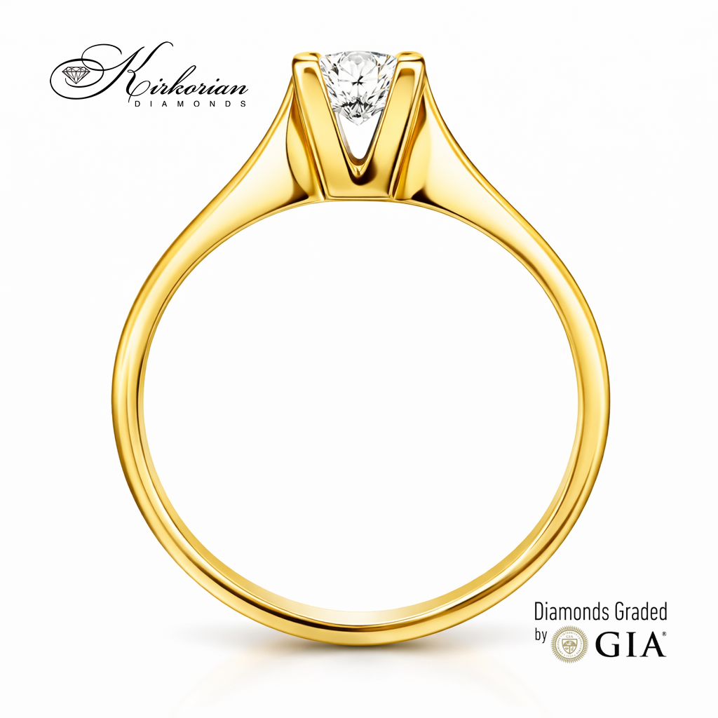 "Профил на годежен пръстен с диамант 0.30 ct GIA жълто злато 14K модел K594B"
