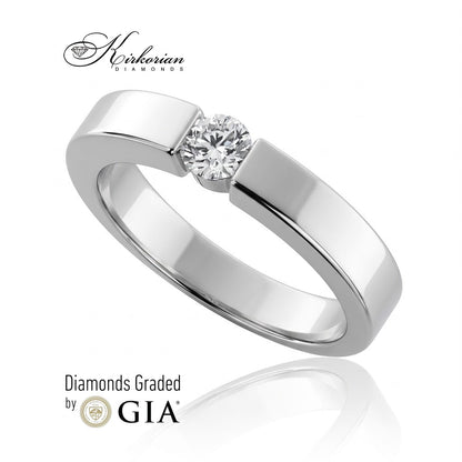 Годежен пръстен K595 от бяло злато 14К с естествен диамант 0.30 ct D/VVS2 GIA – ляв изглед