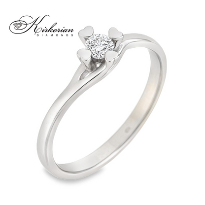 Годежен пръстен от бяло, жълто или розово злато 14К с диамант 0.14 ct – романтичен дизайн със сърца, код: K597