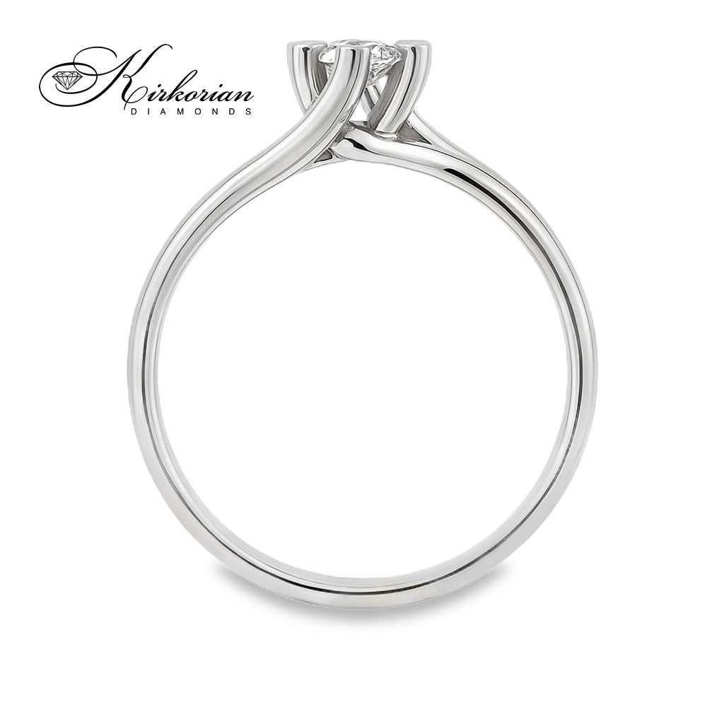 Годежен пръстен от бяло, жълто или розово злато 14К с диамант 0.14 ct – романтичен дизайн със сърца, код: K597