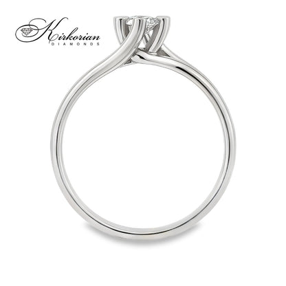 Годежен пръстен от бяло, жълто или розово злато 14К с диамант 0.14 ct – романтичен дизайн със сърца, код: K597