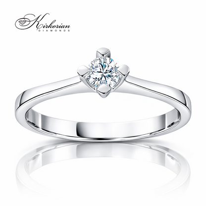 Диамантен годежен пръстен 0.18 ct солитер 14К злато висок блясък класически стил Kirkorian Diamonds код K598