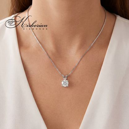 "Колие от бяло злато 14K с диамант 0.50 ct, естествен кръгъл диамант GIA сертификат, елегантно диамантено колие Kirkorian Diamonds код K601B"