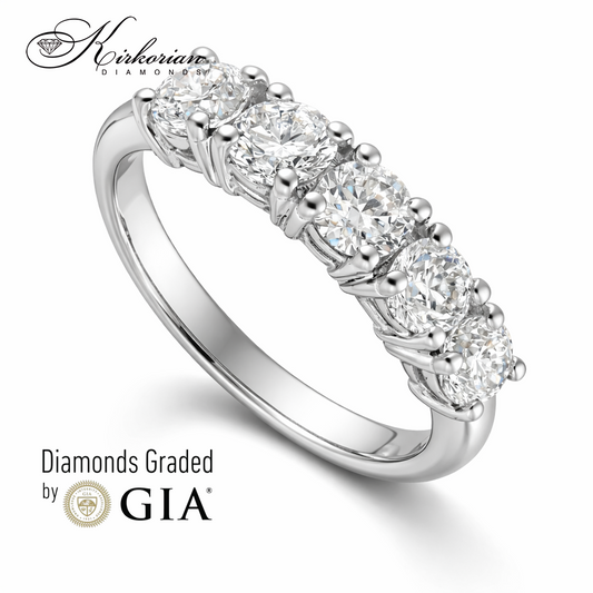 Пръстен лента от бяло злато 14k с диаманти 2.50ct GIA – модел K602