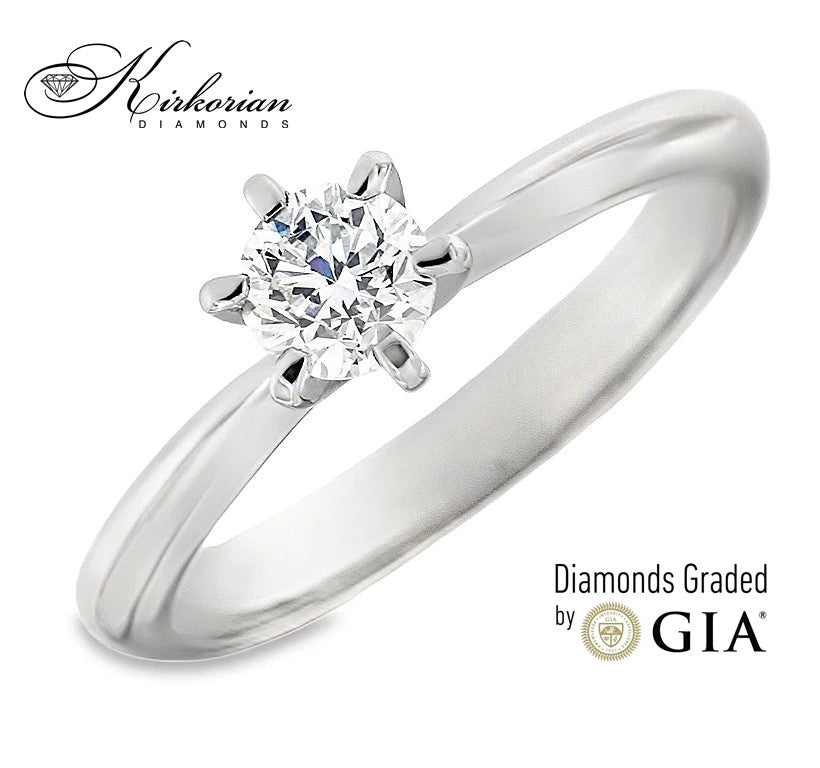 Класически годежен пръстен от бяло или жълто злато 14k с диамант 0.50ct GIA сертификат K604